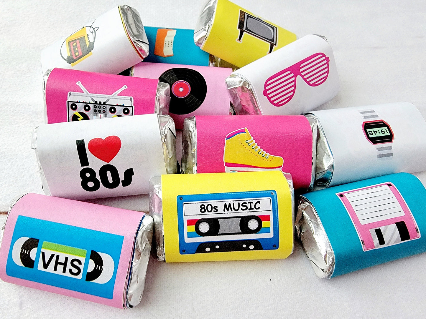 30 - 80s Party Stickers 40th Birthday Stickers 1986 Party Stickers for Mini Candy 40th Birthday Candy Wrapper Vintage 1986 Best of 1986