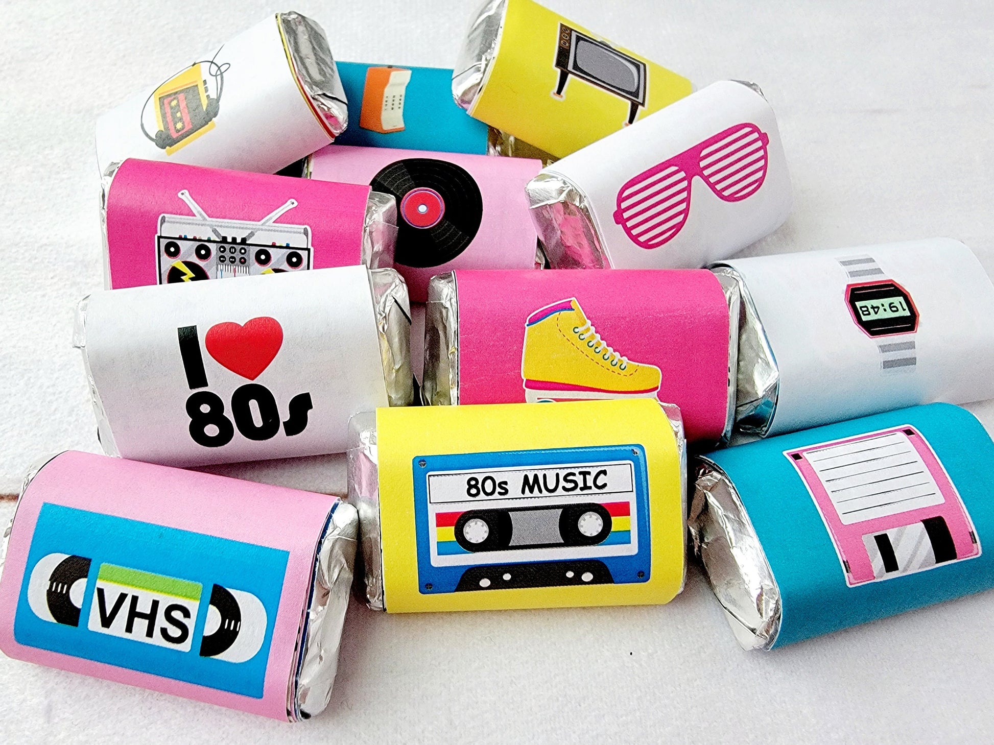30 - 80s Party Stickers 40th Birthday Stickers 1986 Party Stickers for Mini Candy 40th Birthday Candy Wrapper Vintage 1986 Best of 1986