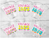 50th PARTY CUPS - 50 and Fabulous 50th Birthday Party 50th Birthday Favors Vintage 1973 Cups 50th Party Decorations 1973 Birthday Party Cups