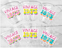 50th PARTY CUPS - 50 and Fabulous 50th Birthday Party 50th Birthday Favors Vintage 1973 Cups 50th Party Decorations 1973 Birthday Party Cups