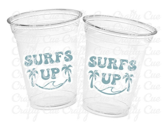 Surf Birthday Cups, The Big One Cups, 1st Birthday Party Cups, Surf Birthday Party Favors, Boy Surfing Cups, Surfs Up, Surfer, Catch A Wave