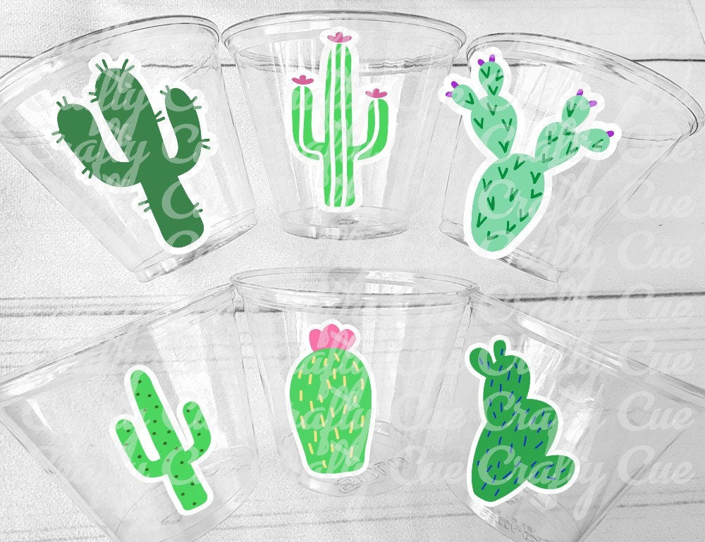 CACTUS PARTY CUPS - Cactus Birthday Fiesta Cups Cactus Party Decorations Cactus Baby Shower Decorations Llama Birthday Decorations Cactus
