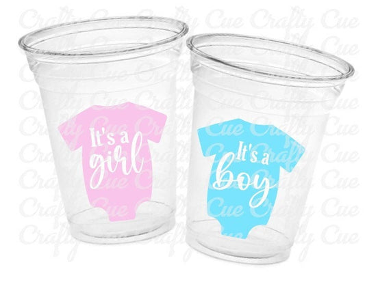 GENDER REVEAL Party Cups - Pink and Blue Party Favors It's A Boy Cups It's A Girl Cups Gender Reveal Gender Reveal Decorations Baby Shower