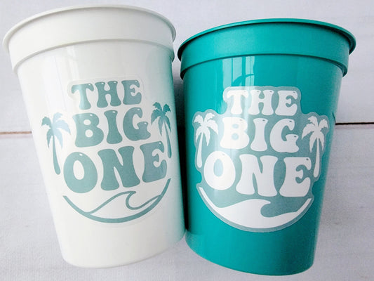 Surf Birthday Cups, The Big One Cups, Hawaii Party Cups, Surf Birthday Party Favor, Surfing Cups, Surfs Up, Surfer, Catch A Wave, Beach Cups