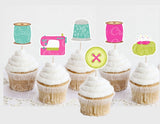 Sewing Cupcake Toppers, Sewing Party Cake Toppers, Sewing Party Decorations, Sewing Party