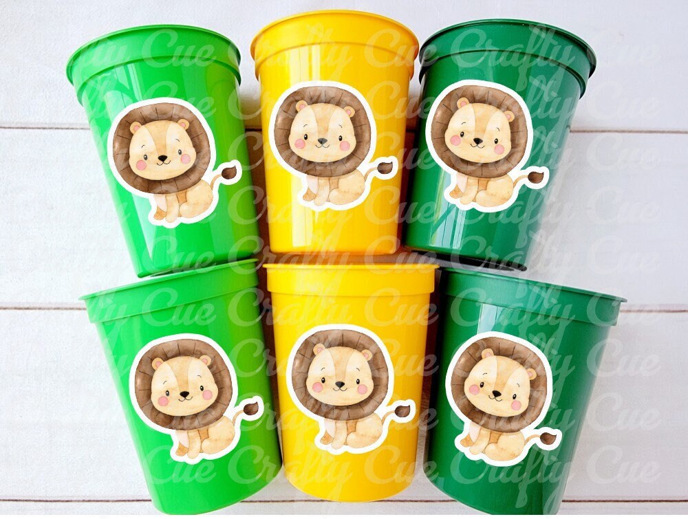 LION PARTY CUPS Lion Baby Shower Cups Lion Party Favors Safari Jungle Party Cups Safari Lion Birthday Cups Lion Party Decorations Lion Cups