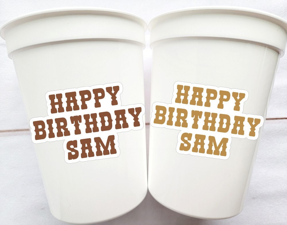 Brown COWBOY HAPPY FACE Cups Cowboy Cups Cowboy Party Favor Cowgirl Bachelorette Party Cowboy Birthday Rodeo Party Cow Print Hat Cups Disco