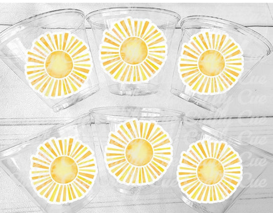SUN PARTY CUPS - Sunshine Party Cups Sunshine Birthday Sunshine First Birthday First Trip Around The Sun Sunshine Party DecorationSun Favor