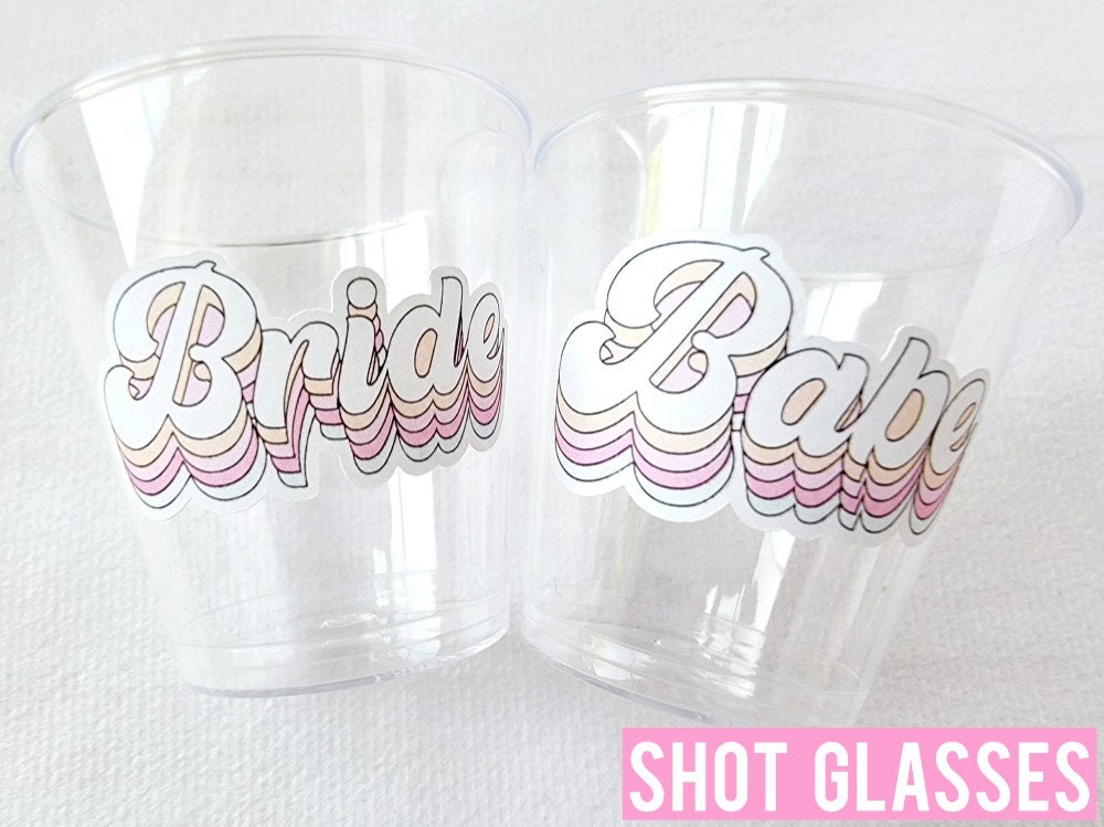 BRIDE AND BABE Shot Glasses Bride Babe Party Cups Bachelorette Shot Glasses Bachelorette Party Cups Pink Bachelorette Party Favors Wedding