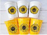 SUNFLOWER PARTY CUPS - Sunflower Birthday Party Cups Sunflower Baby Shower Cups Floral Party Cups Flower Party Cups Sunflower Party Favors