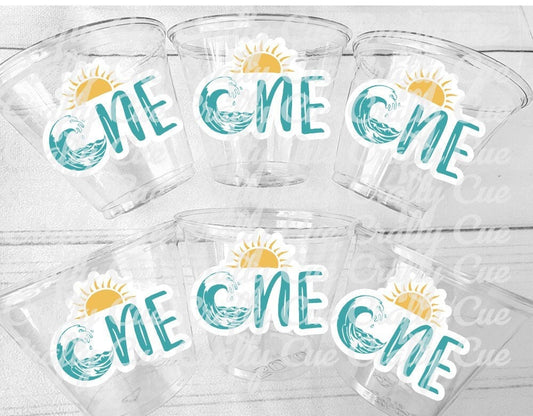 Surf Birthday Cups, The Big One Cups, 1st Birthday Party Cups, Surf Birthday Party Favors, Surfing Party Cups Surfs Up, Surfer, Catch A Wave