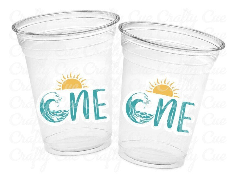 Surf Birthday Cups, The Big One Cups, 1st Birthday Party Cups, Surf Birthday Party Favors, Boy Surfing Cups, Surfs Up, Surfer, Catch A Wave