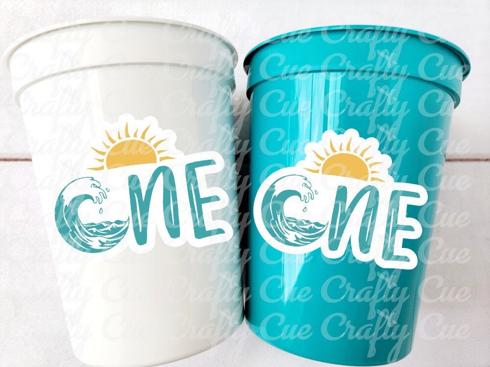 Surf Birthday Cups, The Big One Cups, Hawaii Party Cups, Surf Birthday Party Favor, Surfing Cups, Surfs Up, Surfer, Catch A Wave, Beach Cups