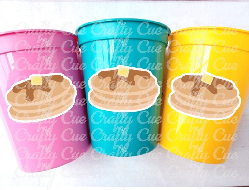 Pancake Party Cups, Pancake Party Favor Cups, Pancake Birthday, Pancake Party, Pancake Party Favors, Pancakes and Pajamas, Slumber Party Cup