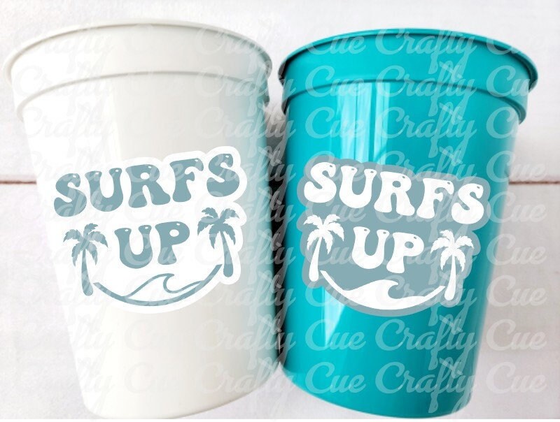 Surf Birthday Cups, The Big One Cups, Hawaii Party Cups, Surf Birthday Party Favor, Surfing Cups, Surfs Up, Surfer, Catch A Wave, Beach Cups