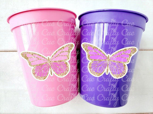 BUTTERFLY PARTY CUPS -Pink Butterfly Cups Butterfly Birthday Party Butterfly Party Favors Butterfly Party Decorations Butterfly Baby Shower