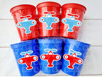 Airplane Party Cups, Reusable Airplane Party Cups, Airplane Party Favors, Airplane Birthday Favors