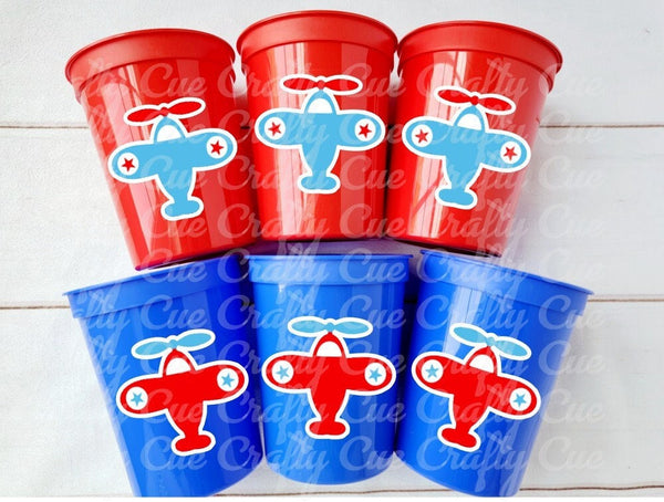 Airplane Party Cups, Reusable Airplane Party Cups, Airplane Party Favors, Airplane Birthday Favors