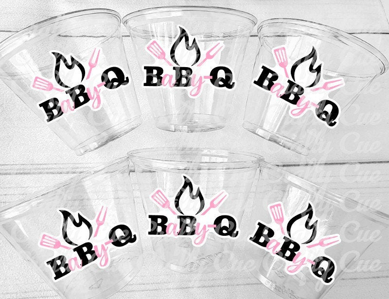 Baby-Q Party Cups Pink BBQ Girl BBQ Baby Shower Party Pink Girl Bbq Party Barbeque Baby Shower BBQ Shower Decoration Barbecue Baby Shower