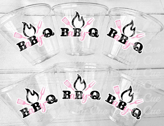 Baby-Q Party Cups Pink BBQ Girl BBQ Baby Shower Party Pink Girl Bbq Party Barbeque Baby Shower BBQ Shower Decoration Barbecue Baby Shower
