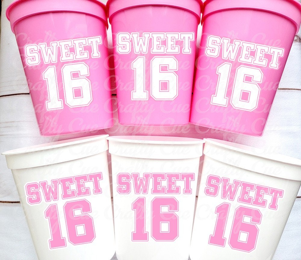 SWEET 16 PARTY Cups - Reuseable Sweet Sixteen Party Cups Sweet 16 Party Cups Sweet 16 Party Favors Sweet 16 Party Favors 16th Birthday Party