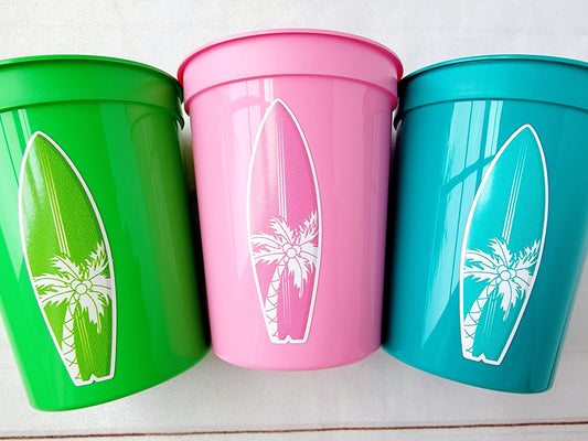 Surf Birthday Cups, The Big One Cups, Hawaii Party Cups, Surf Birthday Party Favor, Surfing Cups, Surfs Up, Surfer, Catch A Wave, Beach Cups