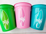 Surf Birthday Cups, The Big One Cups, Hawaii Party Cups, Surf Birthday Party Favor, Surfing Cups, Surfs Up, Surfer, Catch A Wave, Beach Cups