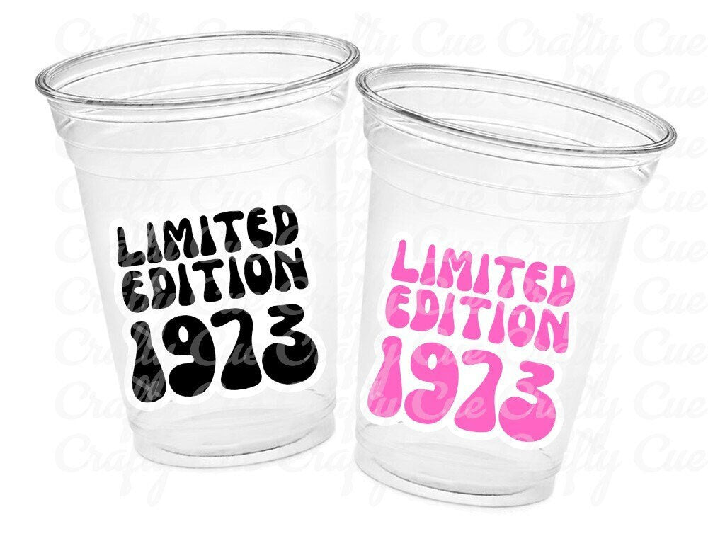 50th PARTY CUPS -Limited Edition 1973 50 and Fabulous 50th Birthday Party 50th Birthday Favors 50th Party Cups 50th Party Decorations 1973