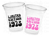 50th PARTY CUPS -Limited Edition 1973 50 and Fabulous 50th Birthday Party 50th Birthday Favors 50th Party Cups 50th Party Decorations 1973