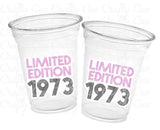 50th PARTY CUPS -Limited Edition 1973 50 and Fabulous 50th Birthday Party 50th Birthday Favors 50th Party Cups 50th Party Decorations 1973