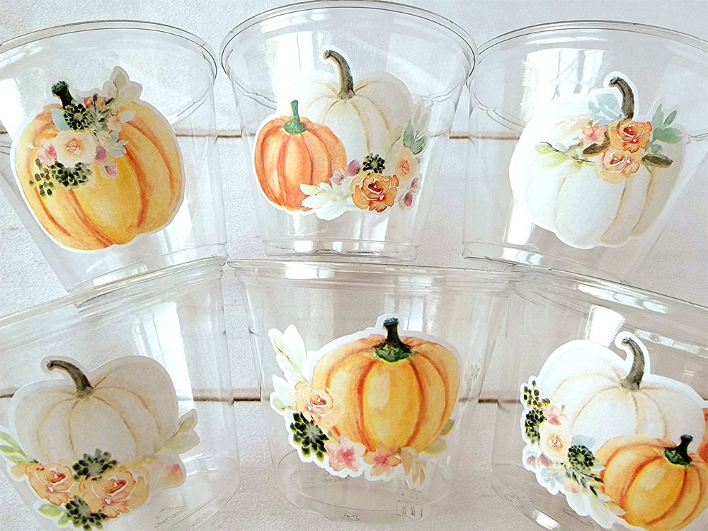FALL PUMPKIN PARTY - Disposable Fall Pumpkin Party Little Pumpkin Fall Baby Shower Pink Pumpkin Fall Baby shower White Pumpkin Party Cups