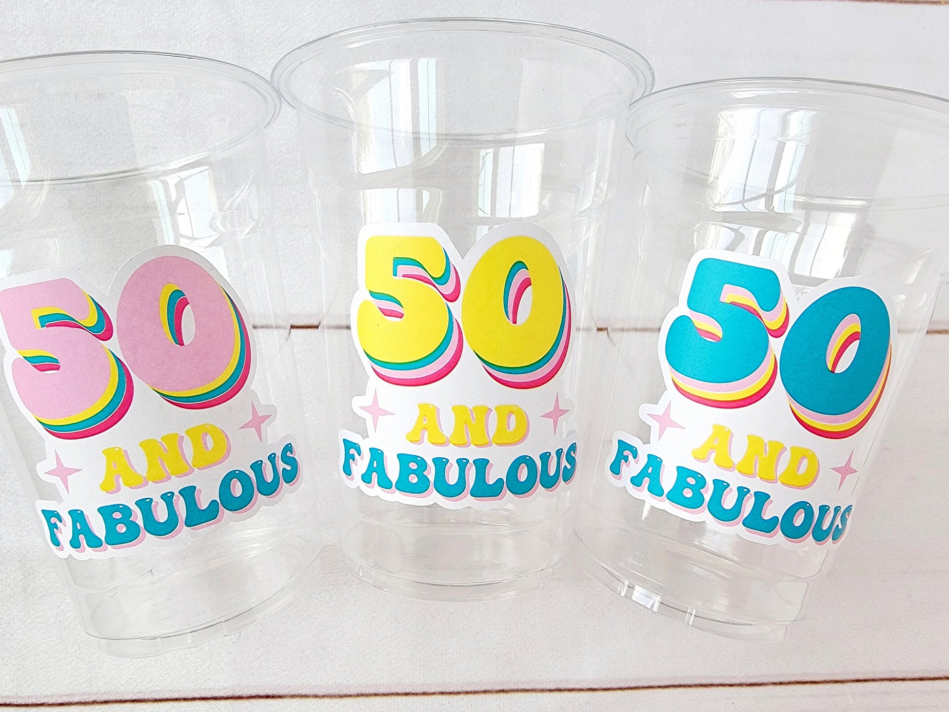 50th PARTY CUPS - 50 and Fabulous 50th Birthday Party 50th Birthday Favors 50th Party Cups 50th Party Decorations 1973 Birthday Party Cups