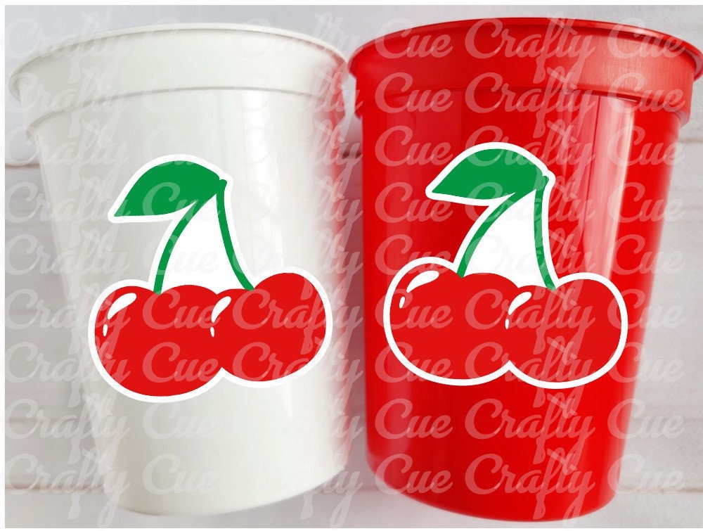 CHERRY PARTY CUPS Cherry Birthday Cups Cherry Party Favors Cherry Baby shower Fruit Party Cups Fruit Party Favors Cherry Party Favors