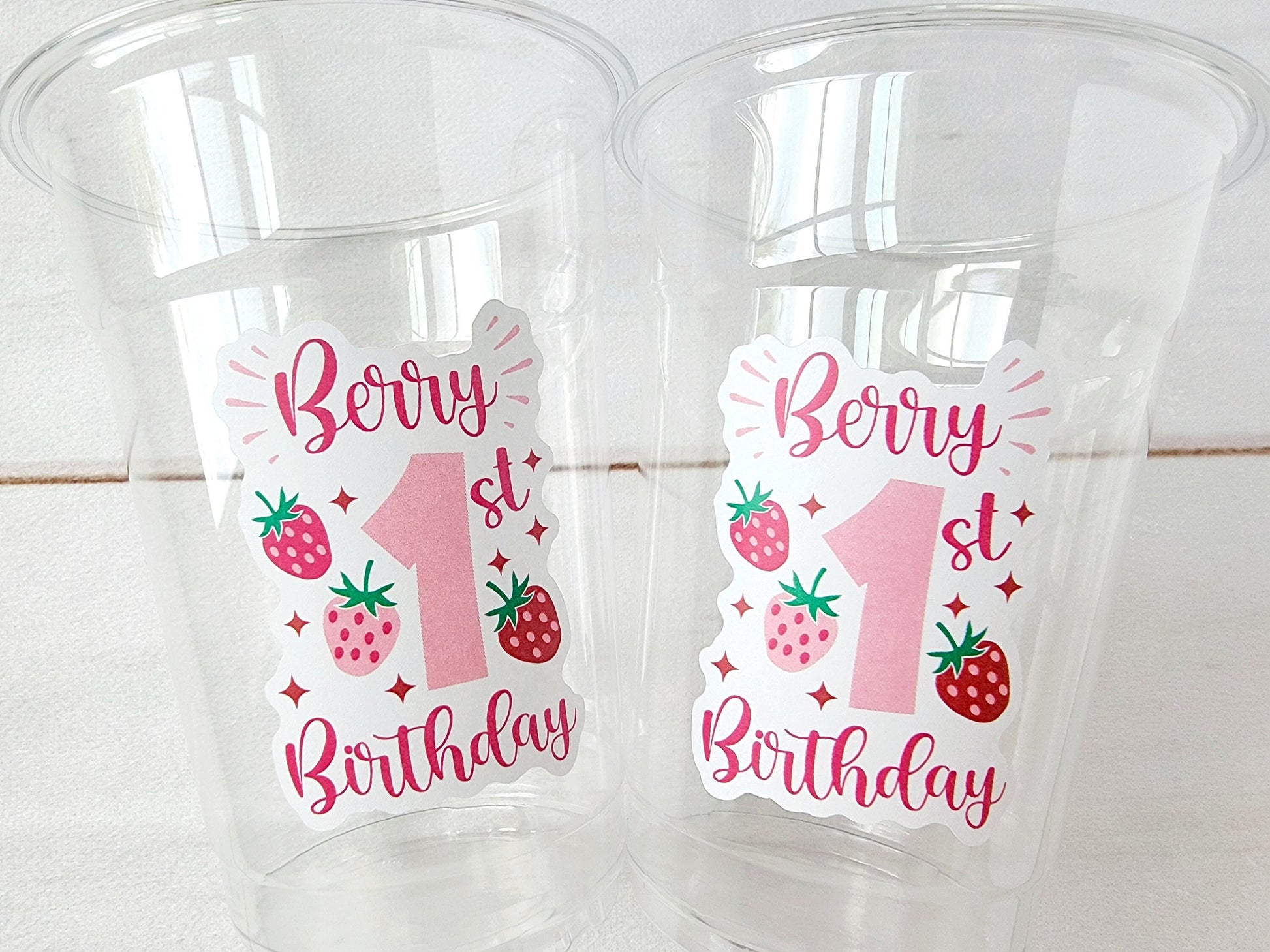 STRAWBERRY PARTY CUPS - Strawberry Birthday Cups Strawberry Cups First Birthday Strawberry Party Decorations Strawberry Baby Shower