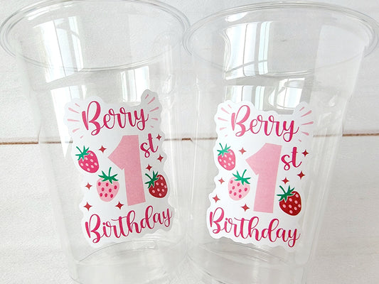 STRAWBERRY PARTY CUPS - Strawberry Birthday Cups Strawberry Cups First Birthday Strawberry Party Decorations Strawberry Baby Shower