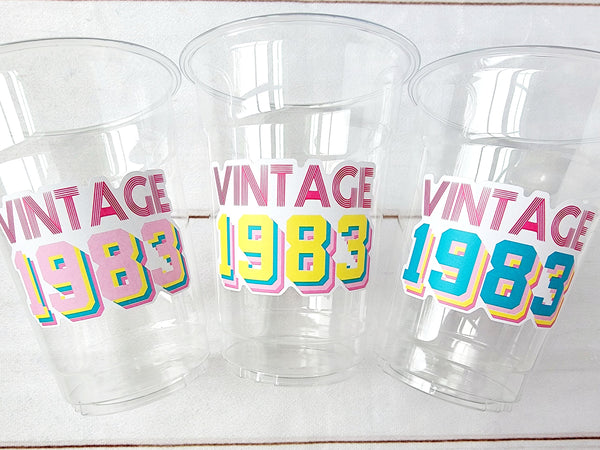 40th PARTY CUPS - 1983 40th Birthday Party 40th Birthday Favors 40th Party Cups 40th Party Decorations Vintage 1983 Birthday Party Cups