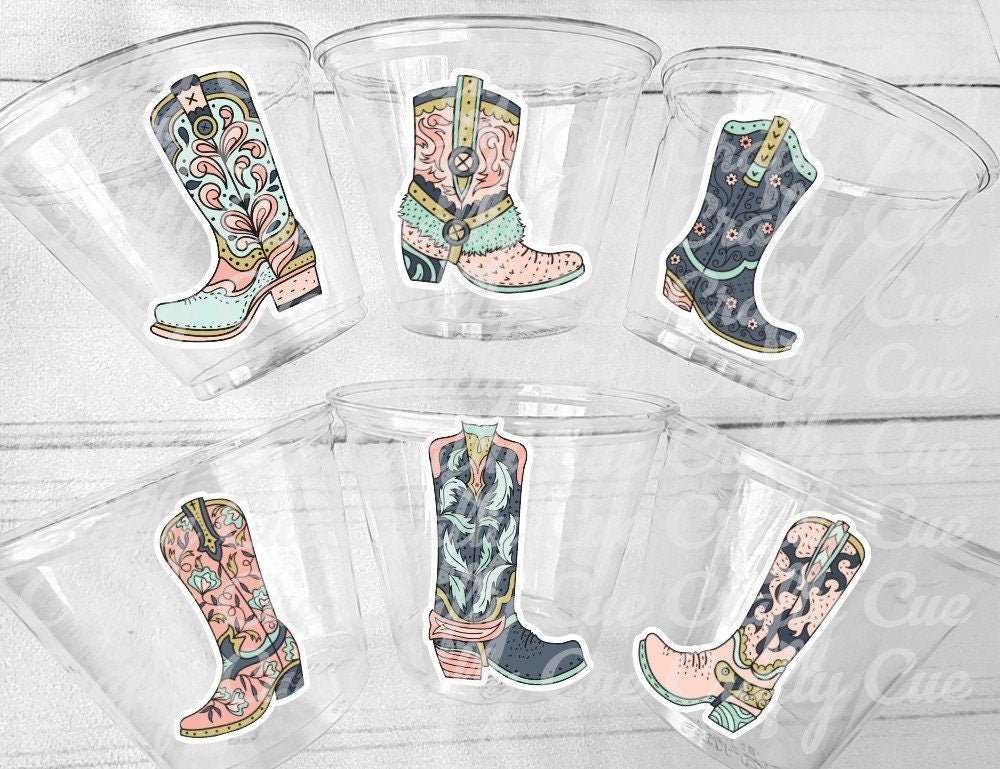 COWGIRL PARTY CUPS - Cowgirl Cups Cowgirl Party Decorations Cowgirl Baby Shower Decorations Baby Sprinkle Cowgirl Boots Birthday Decor Favor