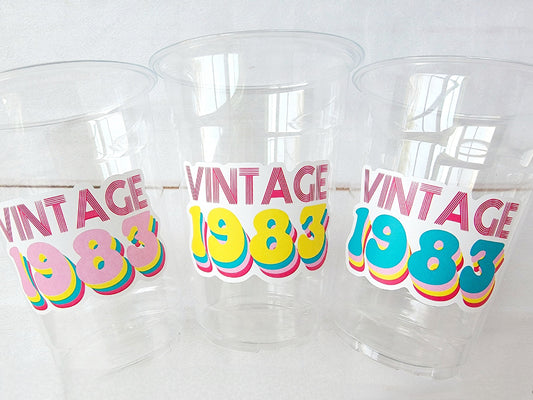 40th PARTY CUPS - 1983 40th Birthday Party 40th Birthday Favors 40th Party Cups 40th Party Decorations Vintage 1983 Birthday Party Cups