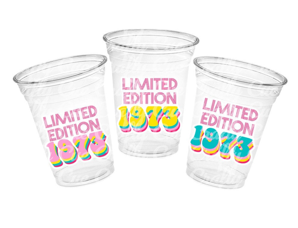 50th PARTY CUPS -Limited Edition 1973 50 and Fabulous 50th Birthday Party 50th Birthday Favors 50th Party Cups 50th Party Decorations 1973