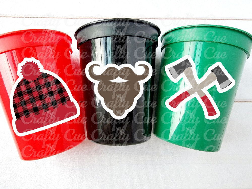 Lumberjack Party Cups Lumberjack First Birthday Lumberjack Party Favors Woodland Party Cups Clipart Red Flannel Cups Lumberjack Decorations