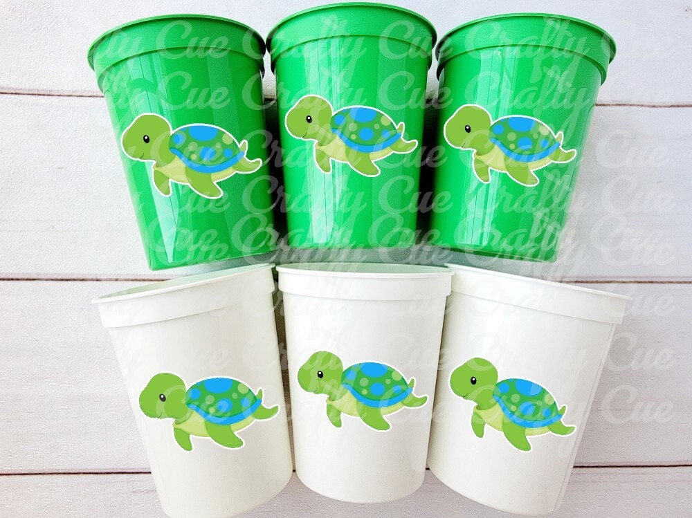 TURTLE PARTY CUPS - Turtle Cups Turtle Decorations Turtle Birthday Turtle Party Turtle Party Favors Turtle Baby Shower Baby Sprinkle