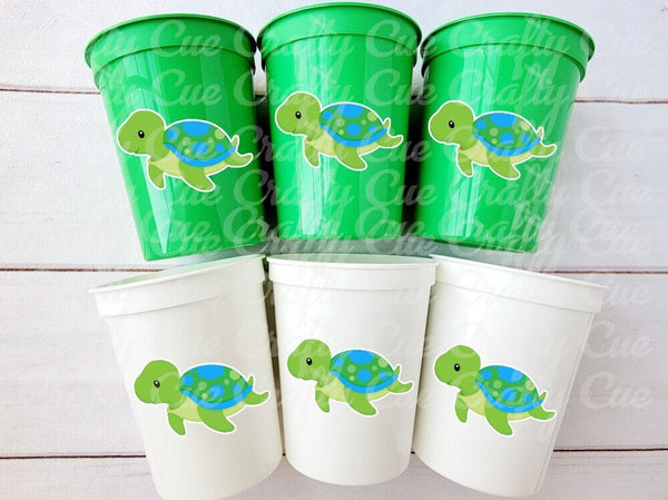 TURTLE PARTY CUPS - Turtle Cups Turtle Decorations Turtle Birthday Turtle Party Turtle Party Favors Turtle Baby Shower Baby Sprinkle