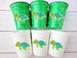 TURTLE PARTY CUPS - Turtle Cups Turtle Decorations Turtle Birthday Turtle Party Turtle Party Favors Turtle Baby Shower Baby Sprinkle