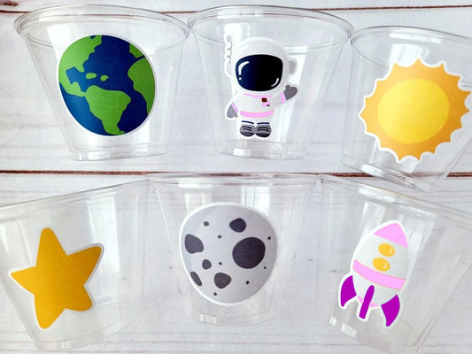 GIRL SPACE PARTY Cups Rocket Party Cups Space Party Favors Astronaut Spaceship Cups Planet Party Cups Astronaut Party Favors Astronaut Party