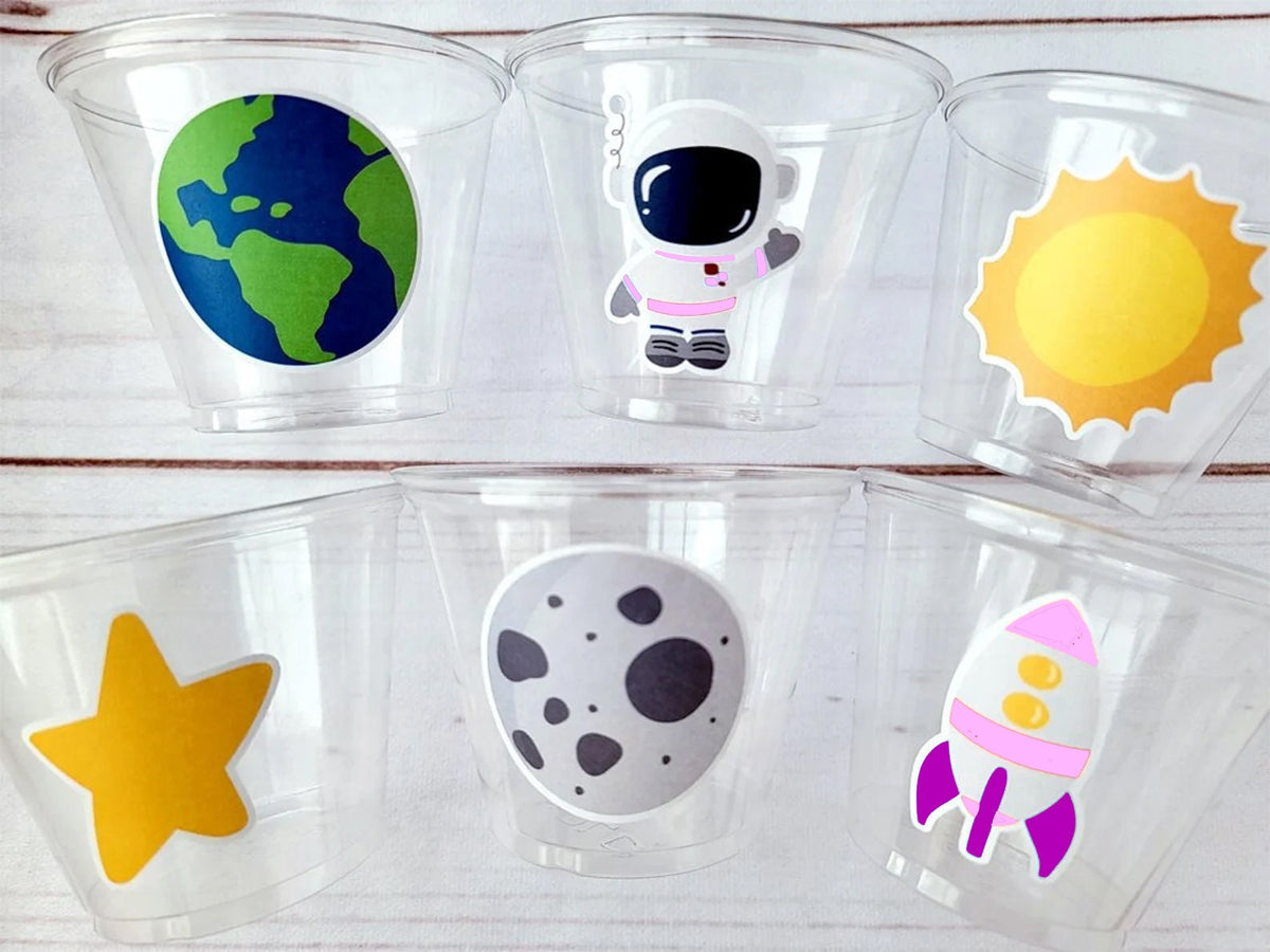 GIRL SPACE PARTY Cups Rocket Party Cups Space Party Favors Astronaut Spaceship Cups Planet Party Cups Astronaut Party Favors Astronaut Party