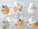 FALL PUMPKIN PARTY Cups - Little Pumpkin Cups Fall Baby Shower Cups Pink Pumpkin Fall Baby shower White Pumpkin Party Cups Party Favors