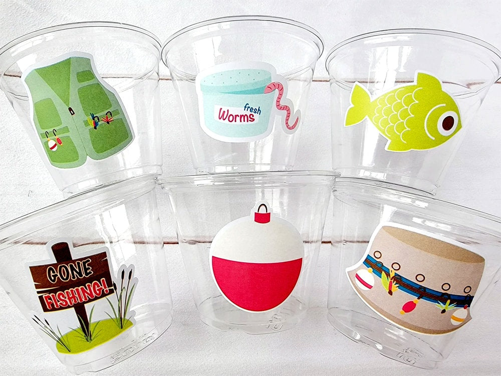 FISHING PARTY CUPS - Fishing Birthday Fishing First Birthday Party The Big One Fishing Bobber Decorations Gone Fishing Party Fish Bait Cups