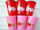 STRAWBERRY PARTY CUPS -Strawberry Birthday Cups Strawberry Cups First Birthday Strawberry Party Decorations Strawberry Berry Sweet One Cups