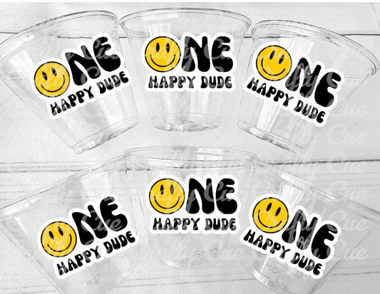ONE HAPPY DUDE - Smiley One Happy Dude 1st Birthday Happy Smiley Face First Birthday Happy Smiley Face Cups Smiley Face Favors Smiley Face