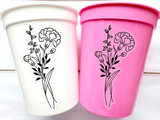 Personalized Birth Flower Cups With Name, Personalized Birth Flower Plastic Cups, Gifts for Her Flower Party Favors Bridesmaid Proposal Cups